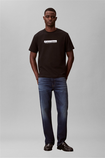 Calvin Klein Men's Ss 20S Tonal Metallic Graphic Crew Neck T-Shirt Black