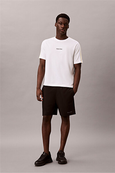Calvin Klein Erkek Regular Fit Yuvarlak Yakalı Omuzları Şerit Çizgili Kısa Ko...