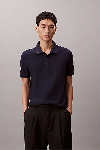 Calvin Klein Ss Refined Pique Tipped Classic Erkek Polo Yaka T-Shirt Lacivert