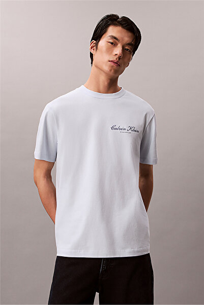 Calvin Klein Erkek 20S March Graphic Seasonal Fashi Bisiklet Yaka T-Shirt Mavi