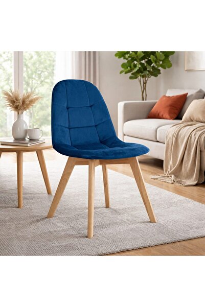 Leobert Kitchen/living room chair, Artool, Bora, blue Velvet , natural wood l...