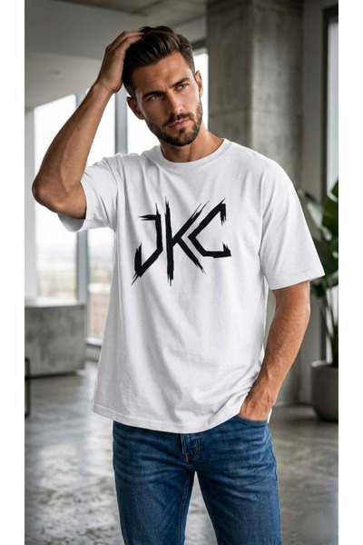 JAKC WAYS Ανδρικό μπλουζάκι JKC με στάμπα, μεγάλου μεγέθους / Κορυφαίας ποιότ...