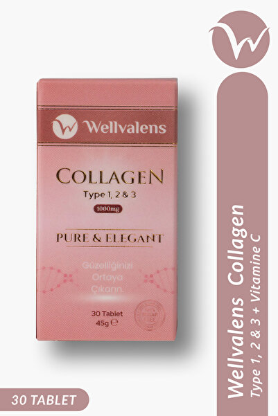 Wellvalens Pure & Elegant Collagen 1000 mg Tip 1-2-3 - 30 Tablet - Hyaluronik...
