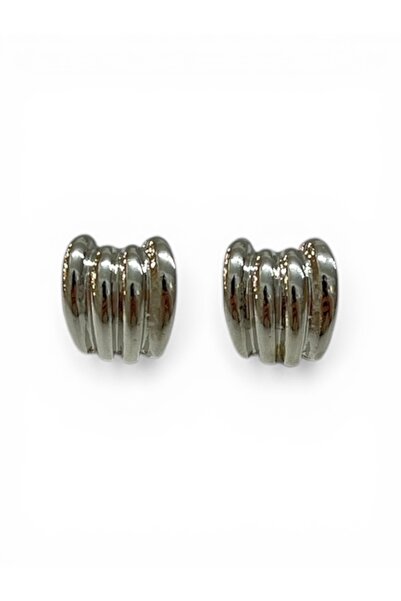 stravis Silver Color Line Detail Earrings
