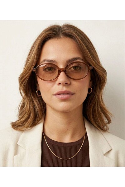 mirvia Unisex Brown Oval Sunglasses Retro Vintage Minimal Design Uv400 Protec...