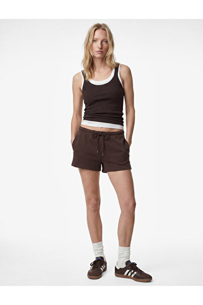Koton Μίνι σορτς από μείγμα βισκόζης με κορδόνια στη μέση και τσέπες