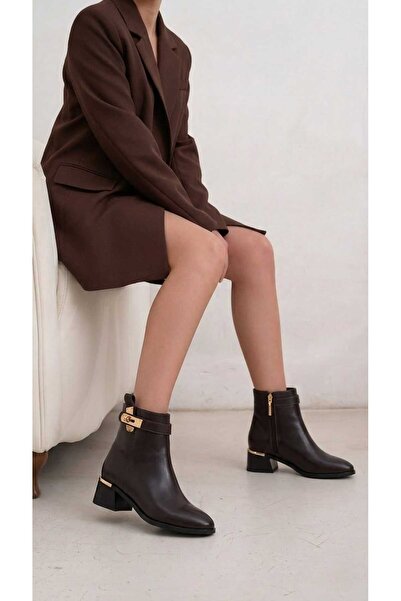 Luvesta Shoes Luvesta Gold Lock Ankle Boot Kahverengi
