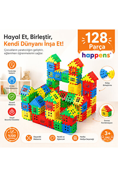 128 Pieces Puzzle City 3d Building And Design Blocks Educational Toy