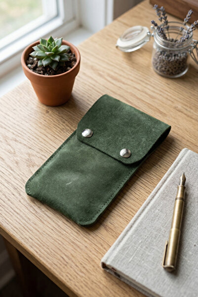 Be Online 100% Genuine Leather Pen Holder with Snap Closure, Multi-Purpose Le...