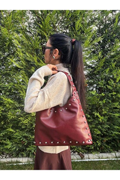 lalettobags Geantă de umăr casual din piele artificială, model Burgundy Lilac...