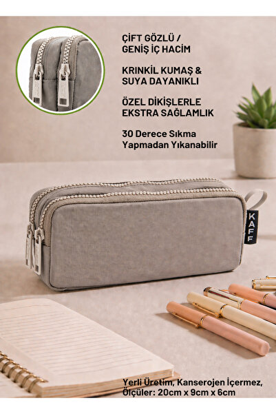 KAFF 01105 Θήκη για στυλό με διπλή θήκη για στυλό, υφασμάτινο ανοιχτό βιζόν