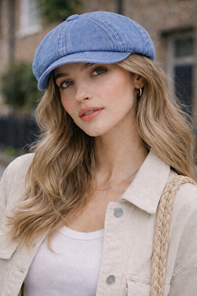 kuru Ανδρικό καπέλο τζιν Τζιν British Newsboy - Πλενόμενο, λειασμένο καπέλο τ...