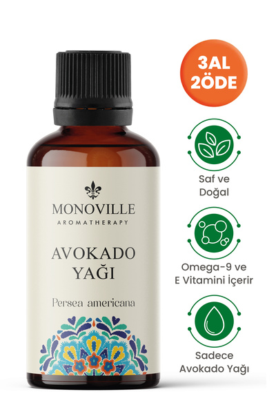 Monoville Avokado Yağı 30 ml Soğuk Sıkım Saf ve Doğal (Avocado Oil)