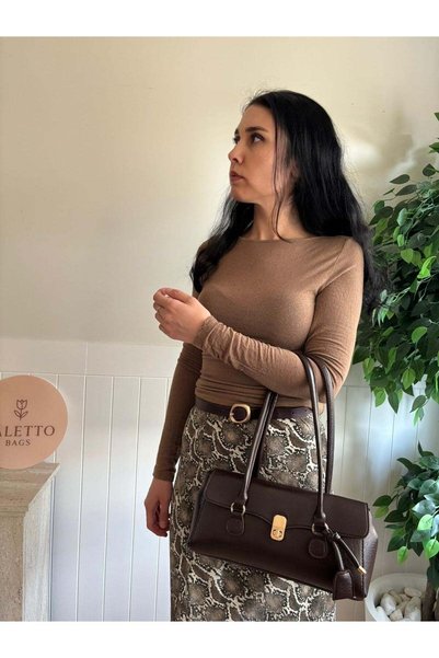 lalettobags Women's Brown Rosa Model Covered Shoulder Bag