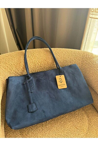lalettobags Kadın Lacivert Eda Model Süet Büyük Çanta