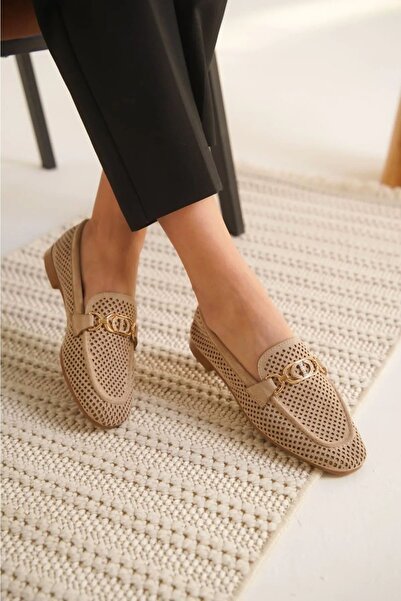 Ayakkabı Vakti Ταϊλανδέζικο φτερό Flat Toe Soft Loafer Ballerina (Μεταλλική π...