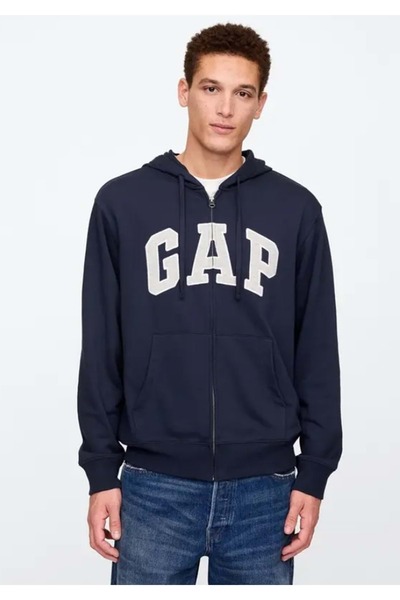 GAP V-Frch ft Herıtage Logo Po Fz - 868454009 Men's Hooded Sweatshirt Dark Blue