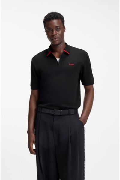 HUGO SİYAH LOGOLU ERKEK POLO T-SHIRT