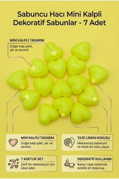 Sabuncu Hacı Mini Heart. Decorative Lemon Scented Soap (7 Pieces).