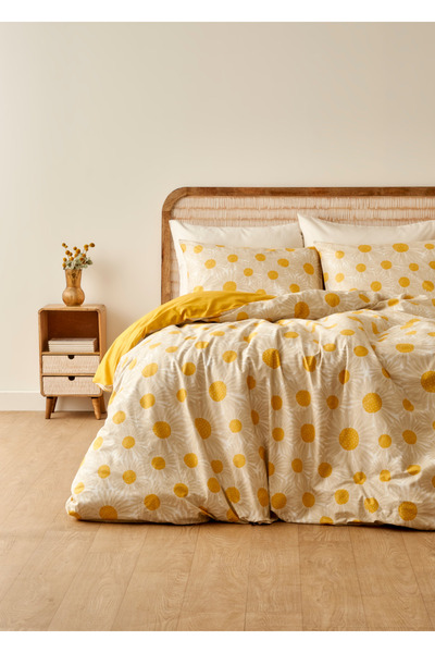 Bella Maison Σετ Παπλωματοθήκης Διπλό Κρεβάτι Daisy 100% Βαμβάκι Κίτρινο (200...