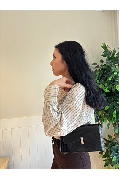 lalettobags Γυναικεία τσάντα μπαγκέτας μοντέλου Mina με καπάκι και λεπτομέρει...