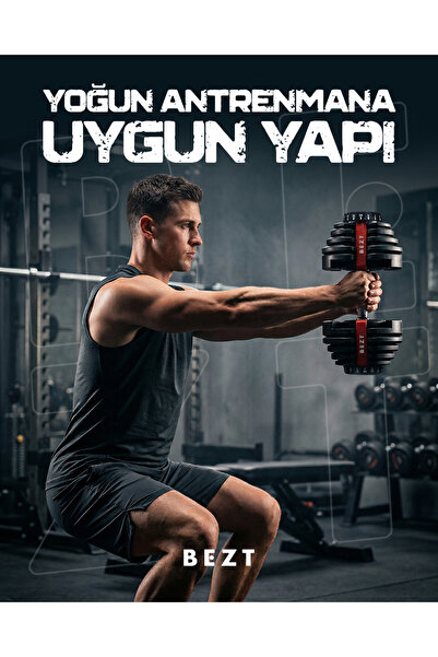 Bezt Pro Sports 2'li Ayarlanabilir Dambıl Seti 40 KG x 2 (Toplam 80 KG) - Kır...