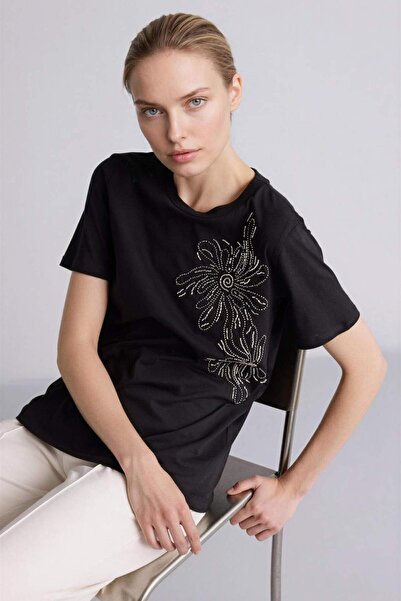 DeFacto T-Shirt - Μαύρο - Κανονική εφαρμογή