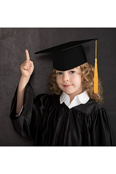 Generic Classical Black Academic Graduation Cap with Gold Tassel