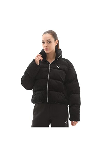 Puma 632171-01 Corduroy Puffer Jacket Women's Coat Black