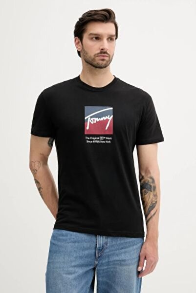 Tommy Hilfiger SİYAH BASKILI ERKEK T-SHIRT