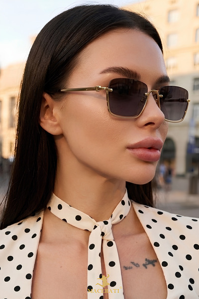 MACERATİ Jewells Women's Square Black Ultra Light Uv400 Filtered Black Sungla...