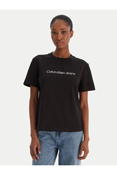 Calvin Klein Γυναικείο μαύρο μπλουζάκι με γραφικά