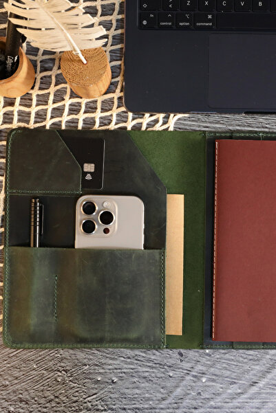 Leather Anatolia Hakiki Deri El Yapımı A5 Defter Kılıfı, Deri Ajanda Çantası,Hakiki Deri Organizer Not Defteri Kılıfı