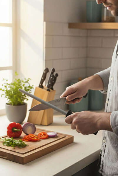 SürLaz Bıçak Bileyici Yassı Masat Kırmızı 18 Cm