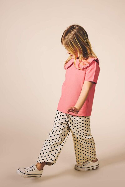 DeFacto Παντελόνι με φαρδιά μπατζάκια και πουά σχέδιο για κοριτσάκι H4275A526SM