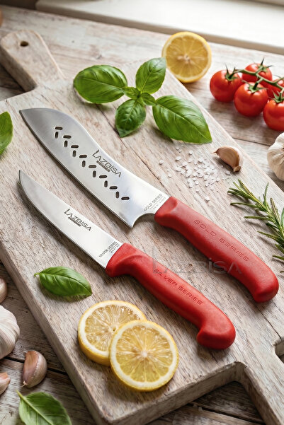 LAZBİSA Silver Gold Serisi Mutfak Bıçak Seti Et Ekmek Sebze Salata Kıyma Şef ...