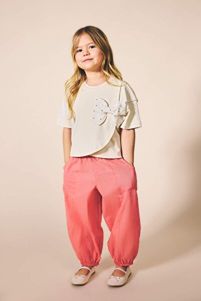 DeFacto Παντελόνι από λινό με ελαστικό λάστιχο στα μπατζάκια για κοριτσάκι H4...