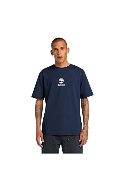 Timberland Ανδρικό κοντομάνικο μπλουζάκι με στάμπα λογότυπου, σκούρο μπλε, Tb...