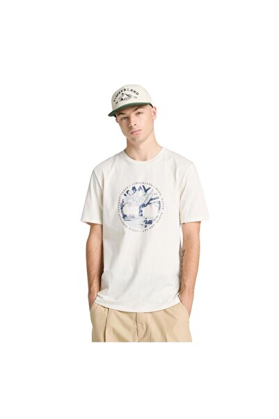 Timberland Ανδρικό Μπλουζάκι Μπεζ με Γραφικό Σχέδιο  "Λογότυπο Δέντρου Λίμνης...