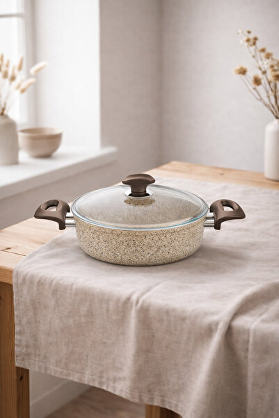 FALEZ Creamy Granit Karnıyarık Tencere 22 Cm