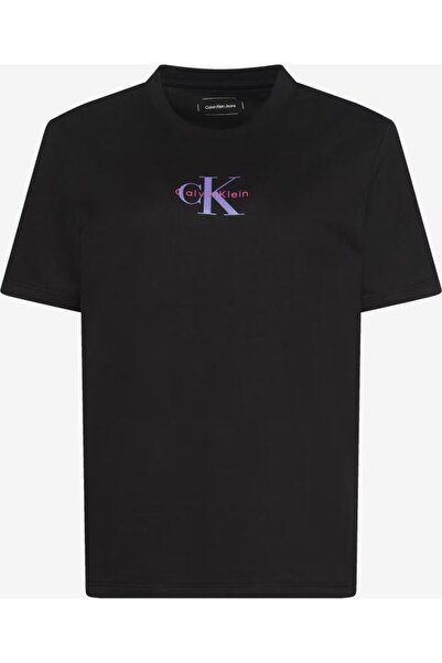 Calvin Klein Kadın Siyah Grafikli Tişört