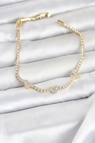 Skygo Brass Gold Color Heart Model Zircon Stone Waterway Women's Bracelet - T...
