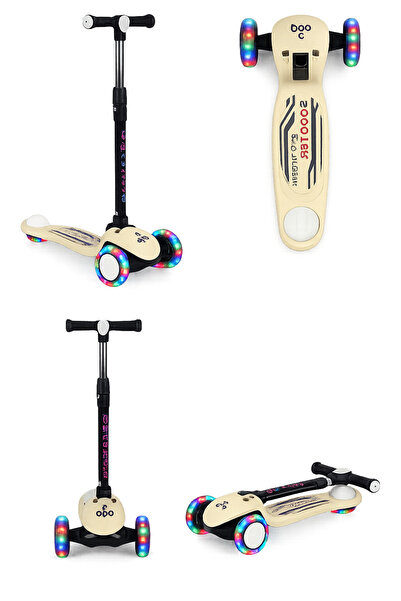 POZART Scooter PRO Katlanabilir 3tekerli Led Işıklı 3kademeli Direksiyon 50kğ...
