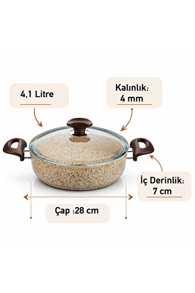 FALEZ Creamy Granit Karnıyarık Tencere 28 Cm