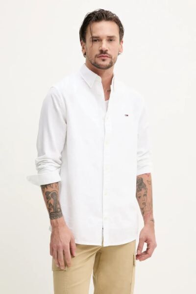 Tommy Hilfiger Ανδρικό πουκάμισο με μακρυμάνικο εκρού