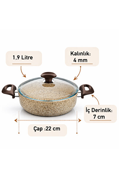 FALEZ Creamy Granit Karnıyarık Tencere 22 Cm