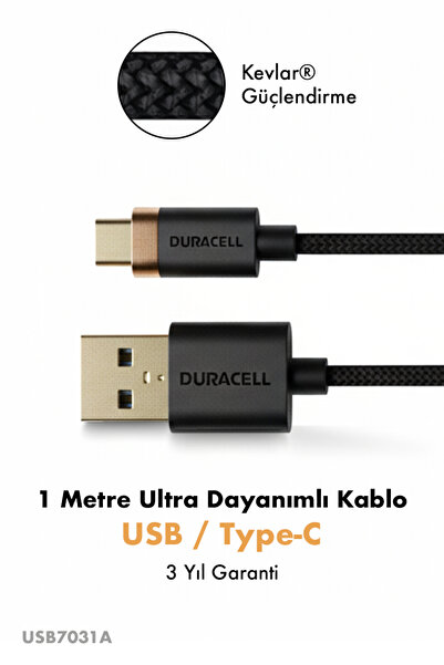 Duracell 1M USB-A-USB-C 3.2 Gen1 Braided Black