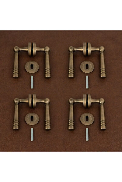 KOLDOOR Οθωμανικό Ματ - Κίτρινο Στρογγυλό Σετ Λαβή Πόρτας Δωματίου με Σήμα 4 Σετ