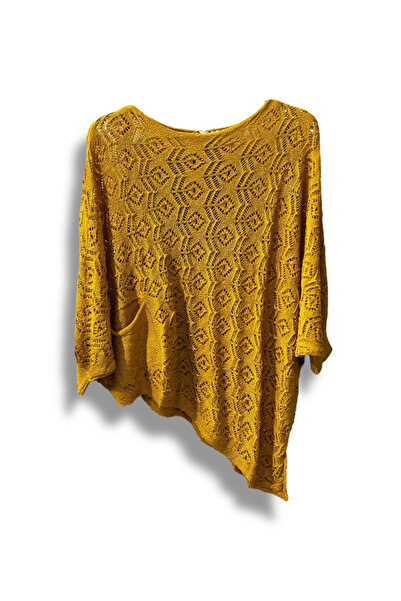 SUMEF Γυναικεία Mercerized δαντελωτή πλέξη Ασύμμετρη Πλεκτή Μπλούζα – Τυπικό ...