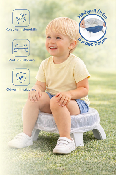 Babyjem Portatif Katlanabilir Seyahat Lazımlığı İndigo Mavi + 5 Hediye Poşet
